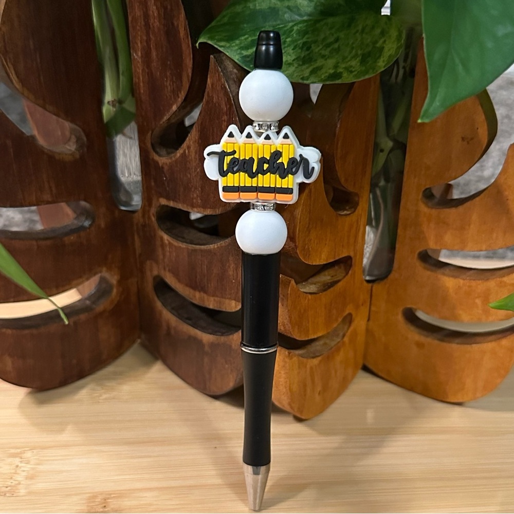 Handmade Silicone Beaded Pen ✏️ Teacher Gift‎ | School Theme + Refill
